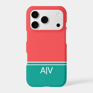 Modern Summer Coral Aquamarine Monogram