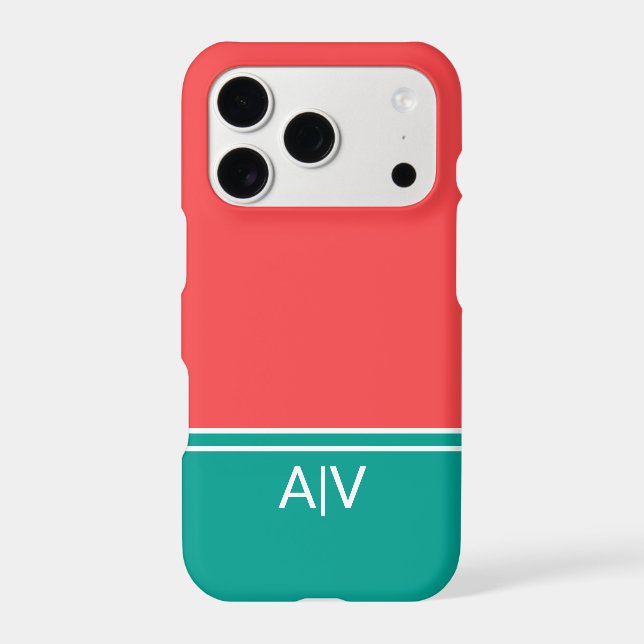 Modern Summer Coral Aquamarine Monogram (Back)