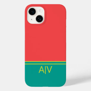 Modern Summer Coral Aquamarine Monogram Case-Mate iPhone 14 Case