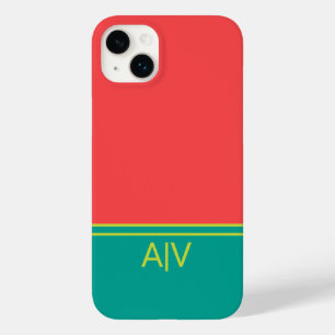 Modern Summer Coral Aquamarine Monogram Case-Mate iPhone 14 Plus Case