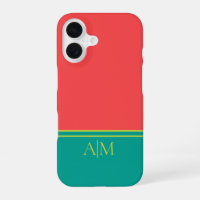 Modern Summer Coral Aquamarine Monogram