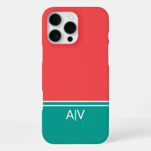 Modern Summer Coral Aquamarine Monogram iPhone 16 Pro Max Case