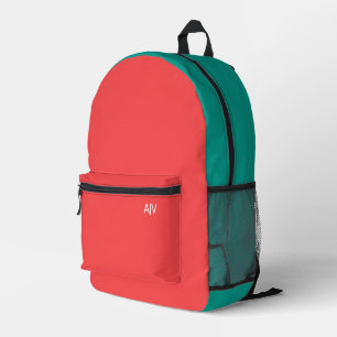 Modern Summer Coral Monogram Printed Backpack