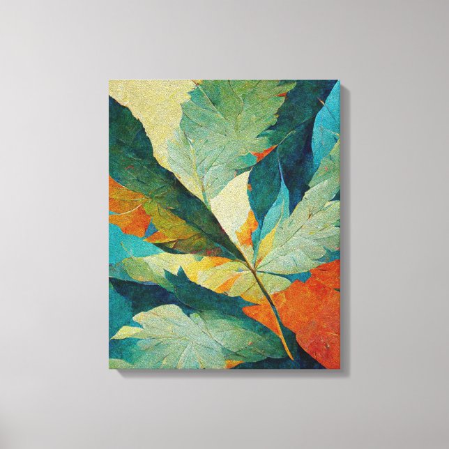 Modern Summer Leaves Painting Wall Art (Front)