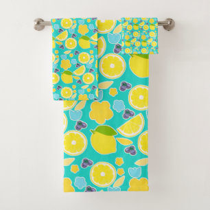 Modern Summer Lemon Bath Towel Set