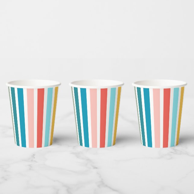Modern Summer Multicolored Vertical Stripes        Paper Cups (Multi)