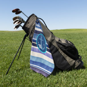 Modern Summer Navy Blue Boat Stripes Collection Golf Towel