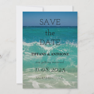 Modern Summer Ocean Beach Wedding Save The Date