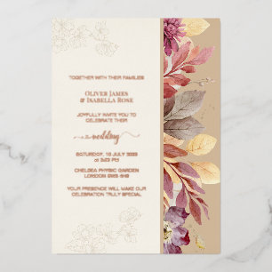 Modern Summer or Autumn Floral Wedding Invitation