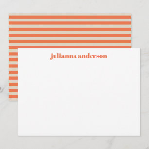 Modern Summer Orange Striped Personalized Name Card