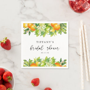 Modern Summer Oranges  Citrus Bridal Shower Napkin