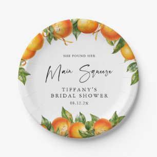 Modern Summer Oranges Citrus Bridal Shower Paper Plate