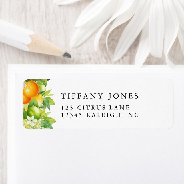 Modern Summer Oranges Lemon Citrus Return Address (Insitu)