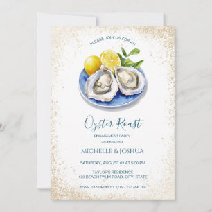 modern summer oyster roast lemon coastal style invitation