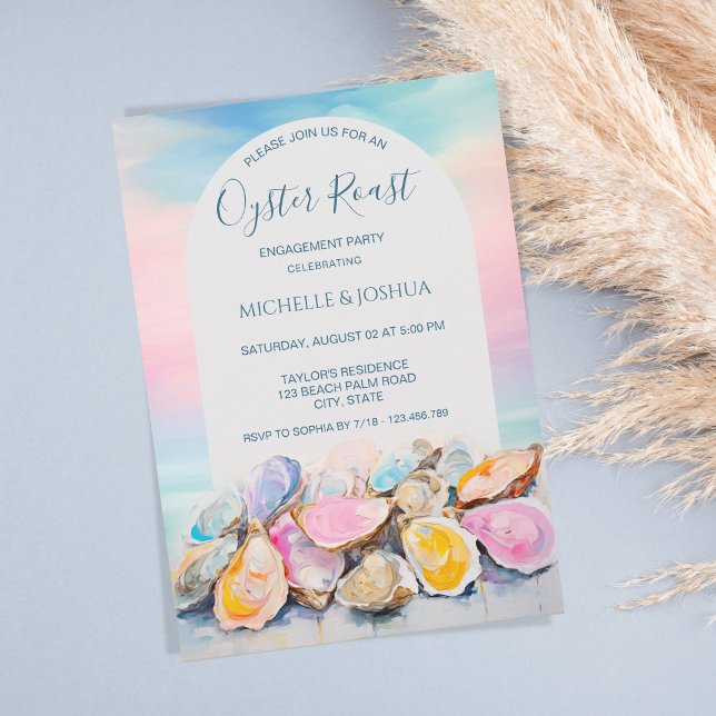 modern summer oyster roast pastel coastal style invitation (Creator Uploaded)