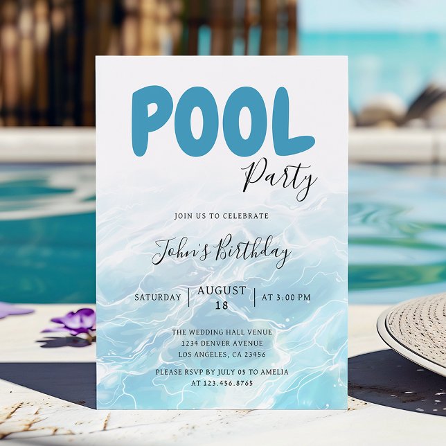 Modern Summer Pool Party Birthday Invitation (Creator Uploaded)