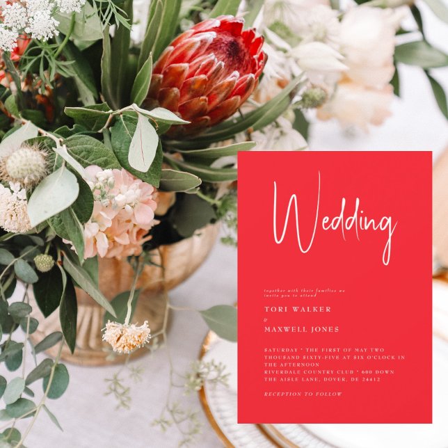 Modern Summer Red No Parents Wedding Invitation (Creator Uploaded)