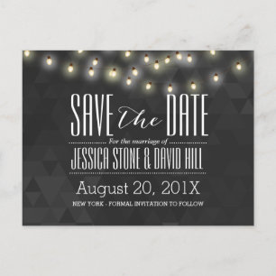 Modern Summer String Lights Wedding Save the Date Announcement Postcard