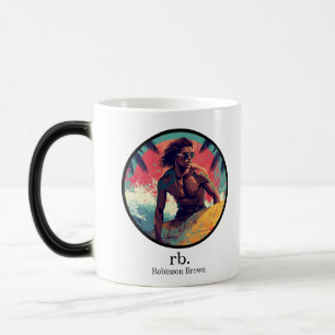 Modern Summer Surfing Vibes Surfer Custom Name Magic Mug