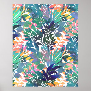 Modern Summer Tropical Watercolor Foliage Design Poster