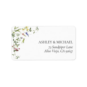 Modern Summer Wildflower Wedding Return Address Label