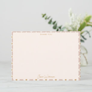 Modern Sun Moon Line Terracotta Gold Personalized Thank You Card