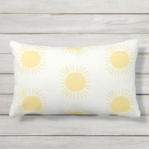 Modern Sun pattern in yellow Lumbar Pillow