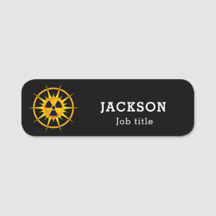 Modern Sun Rays Radiation Symbol Name Tag