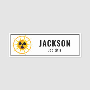 Modern Sun Rays Radiation Symbol Name Tag