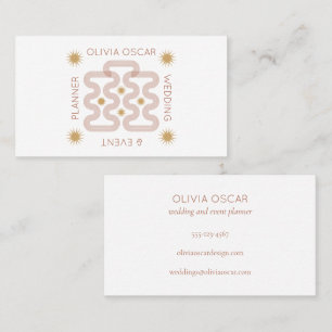 Modern Sun Stars Terracotta Lines Unique Stylish Business Card