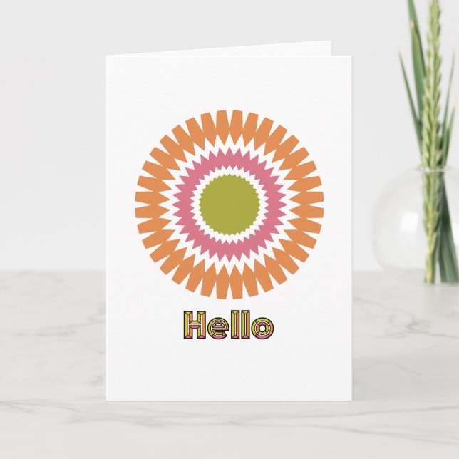 Modern Sunburst Note Card in Orange and Olive (Front)