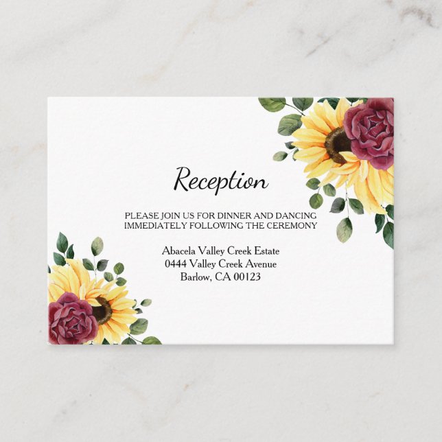 Modern Sunflower and Rose Floral Enclosure Card (Front)