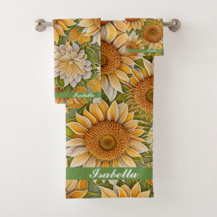 Modern Sunflower Beautiful Collection Bath Towel Set