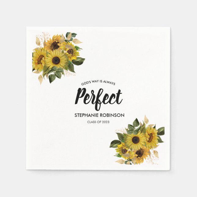 Modern Sunflower Bible Quote  Napkin (Front)