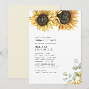 Modern Sunflower Floral Eucalyptus Bridal Shower Invitation