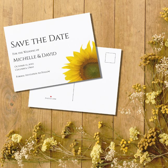 Modern Sunflower Floral Wedding  Announcement Postcard (Creator Uploaded)