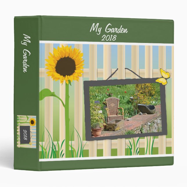 Modern sunflower garden gardening custom photo binder (Front/Spine)