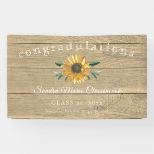 Modern Sunflower graduation Rustic  Wood Banner