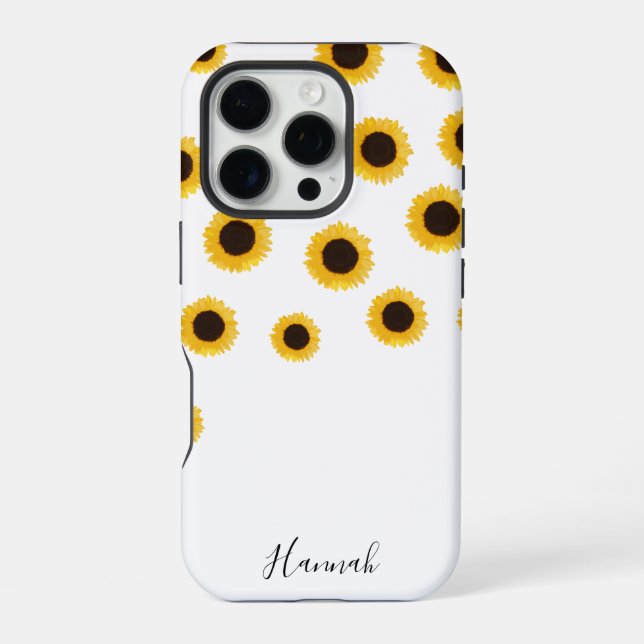 Modern Sunflower Personalized iPhone Case (Back)