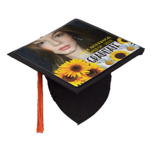 Modern Sunflower Photo  Graduation Cap Topper