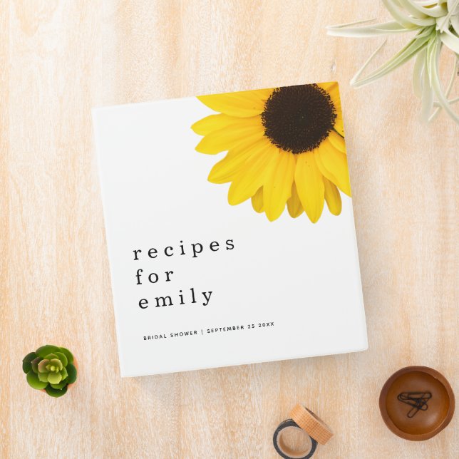 Modern Sunflower Recipes for Bride to Be Binder (In Situ)