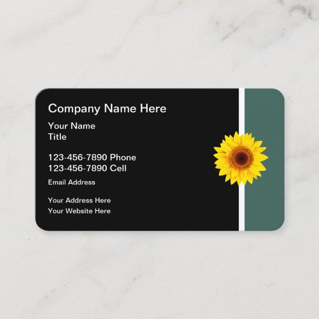 Modern Sunflower Simple Design Business Card (Front)