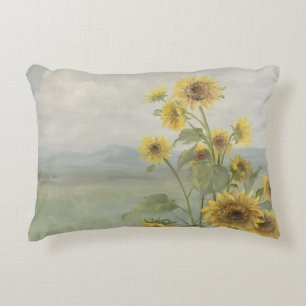 Modern sunflower Watercolor & personalize Image Accent Pillow