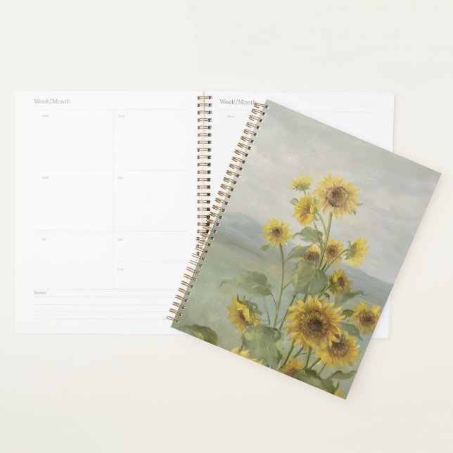 Modern sunflower Watercolor & personalize Image Planner (Display)