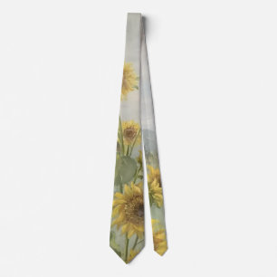 Modern sunflower Watercolor & personalize Image Tie