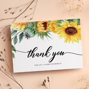 Modern Sunflower Watercolor Thank You Card