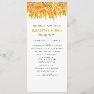 Modern SunFlower Wedding Programs