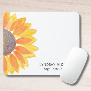 Modern Sunflower Yoga Instructor Mouse Pad