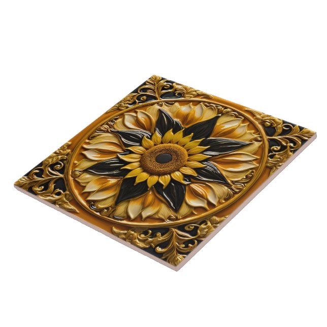Modern Sunflowers Beautiful Collection Tile (Side)