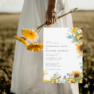 Modern Sunflowers No Parents Wedding Invitation